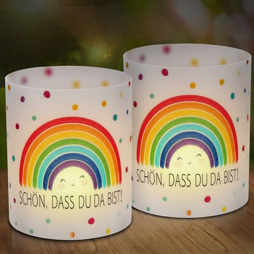 12 Windlicht Tischdeko Geburtstag, Deko Regenbogen Geburtstag Mädchen, Laterne Regenbogen Deko Kindergeburtstag,Happy Birthday Tischdeko, Geeignet für Teelichter oder Kerzen von Bluelves