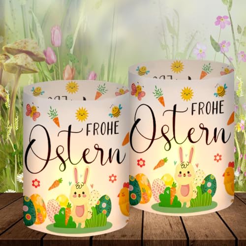 Bluelves 12 Windlicht Tischdeko Ostern, Deko Ostern Teelichter Lichthülle, Teelichthalter Ostern Windlichter Set, Ostern Tischdeko für Teelicht Kerzen von Bluelves