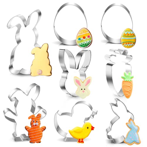 Ausstecher Ostern, 8 Stück Ausstechformen Ostern Kunststoff, Plätzchenformen Keksausstecher mit Auswerfer, Schmetterling Hase Ostereier und Kükenform, Keksform Oster Keks Backen von Bluelves