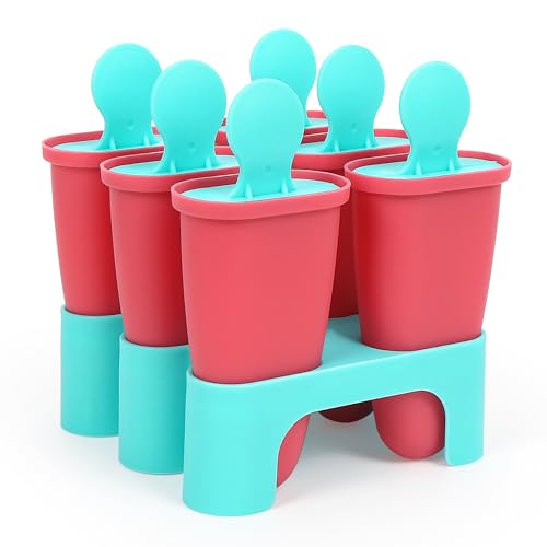 Bluelves Eisformen Silikon, 6 Eisformen Eis am Stiel, DIY Ideen Eiscreme Formen,Eisförmchen BPA Frei für Kinder, Popsicle Formen Set mit Sticks und Tropfschutz von Bluelves