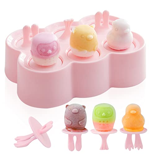 Mini Eisform, 6 Eisform Eis am Stiel, Klein Eisförmchen Popsicle Formen, Eisförmchen bpa Frei, Stieleisformer Eislutscher Formen, Eis zum Selber Machen Formen für Kinder, Baby (Rosa) von Bluelves