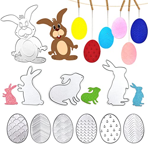 Bluelves Stanzschablonen Ostern, Metall Scrapbooking Stanzschablone, 3 Stück Ostern Prägeschablonen Stanzformen, Schneiden Schablonen Osterhase Ostereier, für Karten Fotoalbum DIY Handwerk von Bluelves