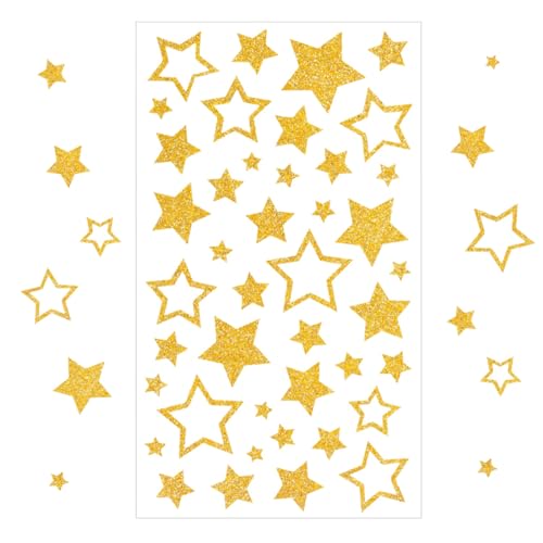 Bluelves Weihnachts Sticker,10pcs Gold Stern Stickers,Selbstklebende Weihnachtsdeko,Glitzer Gold Weinachten Sterne Aufkleber für Weihnachtliche Bastelarbeiten und Deko Geschenk,Set Stück Stempelblock von Bluelves