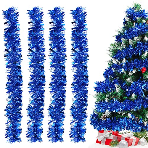 Bluelves Weihnachtsgirlanden, 4pcs Lametta Girlande, 2m Lametta Weihnachtsbaum, Lametta Girlande Weihnachten, Weihnachtsdeko Lametta Blau Weihnachtsdicke Quaste B3 von Bluelves