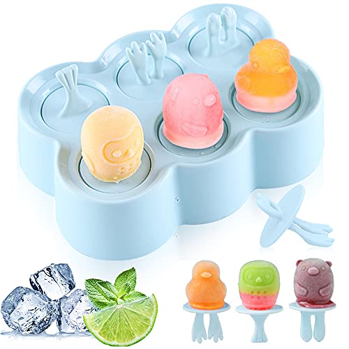 Eisform Kinder, 6 Kleine Eisförmchen, Eisformen Silikon, Eis am Stiel Formen, Wiederverwendbar Popsicle Formen, Blau Mini Eisform von Bluelves