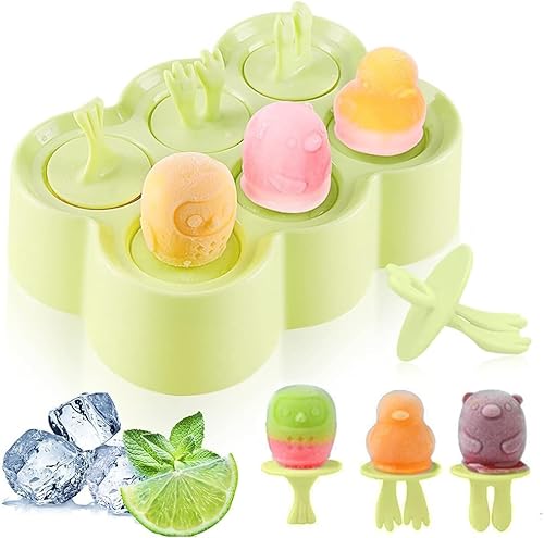 Eisform Kinder, 6 Kleine Eisförmchen, Eisformen Silikon, Eis am Stiel Formen, Wiederverwendbar Popsicle Formen, Grün Mini Eisform für Baby von Bluelves