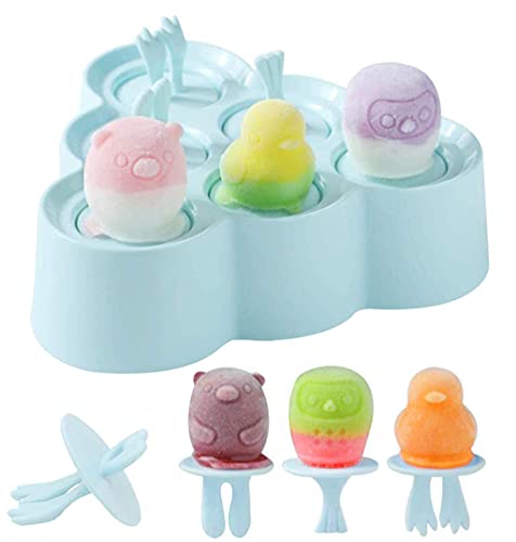 Eisform Silikon, 6 Eisformen, Eisförmchen Popsicle Formen Set, DIY Eis am Stiel, Stieleisformer LFGB Geprüft und BPA Frei, Mini Eisformen für Kinder, Baby von Bluelves