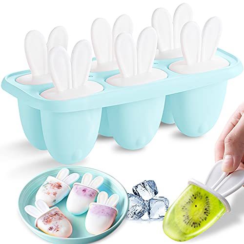 Eisformen, 6 Eisförmchen Popsicle Formen Set, Eisform Silikon, EIS am Stiel Bereiter, Stieleisformer LFGB Geprüft, Mini Eisform für Kinder (Blau-1) von Bluelves