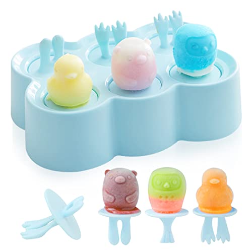 Eisformen, 6 Eisform Eis am Stiel, Klein Eisförmchen Popsicle Formen, Stieleisformer Eislutscher Formen, Mini ABC Eisform für Kinder, Baby (blue-1) von Bluelves