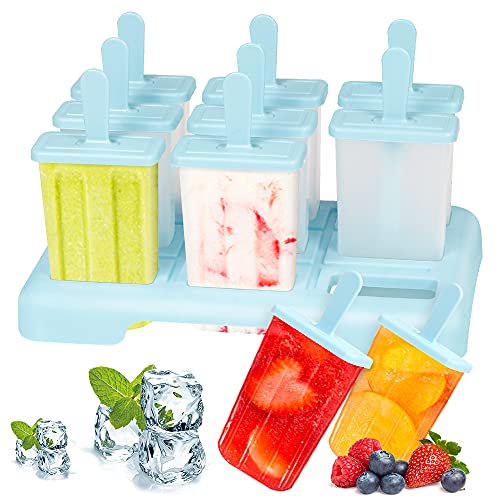 Eisformen, 9 Eisförmchen Popsicle Formen Set, Eisform Silikon, EIS am Stiel Bereiter, Mini Eisform für Kinder(Blau) von Bluelves
