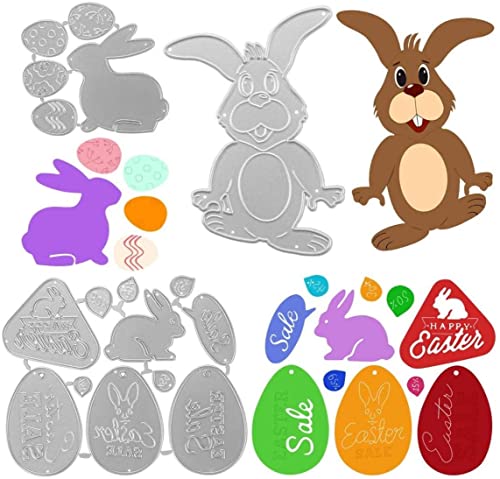 Bluelves Stanzschablonen Ostern, Prägeschablonen Stanzformen Ostern, 3 Stück Scrapbooking Stanzschablone, Metall Schneiden Schablonen Ostereier/Osterhase, für DIY Handwerk Fotoalbum Karten von Bluelves