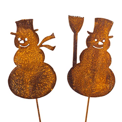 Blümelhuber 2 kleine Schneemann Deko Außen Gartenstecker - Weihnachten Deko - Perfekte Gartendeko Weihnachten oder Weihnachtsdeko Haustür -2er Set von Blümelhuber