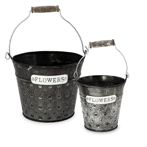 Blümelhuber 2er Set Zinkeimer Blumentopf in Antik Optik - Vintage Deko Boho Blumentopf Balkon Deko Fensterbrett Innen und Außen Blümelhuber 2er Set Zinkeimer Blumentopf in Antik Optik - Vintage Deko Boho Blumentopf Balkon Deko Fensterbrett Innen und Außen von Blümelhuber