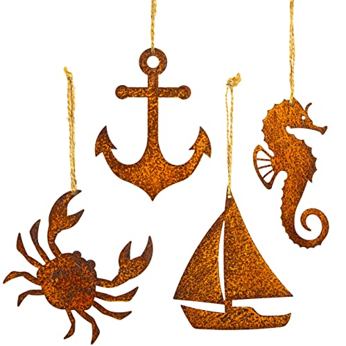 Blümelhuber 4 Maritime Deko Figuren Rost Deko für den Garten und Terrasse - Metall Edelrost Hänge Deko Maritim - Balkon Deko Garten Vintage Blümelhuber 4 Maritime Deko Figuren Rost Deko für den Garten und Terrasse - Metall Edelrost Hänge Deko Maritim - Balkon Deko Garten Vintage von Blümelhuber