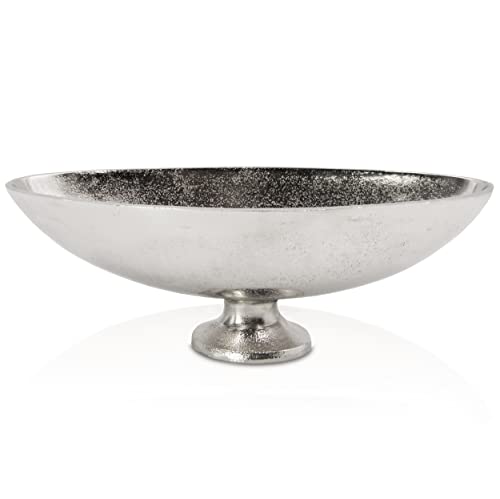 Blümelhuber Boho Deko Schale Silber Tisch Deko Dekoschale Silber - Flur Deko - Obstschale Silber von Blümelhuber