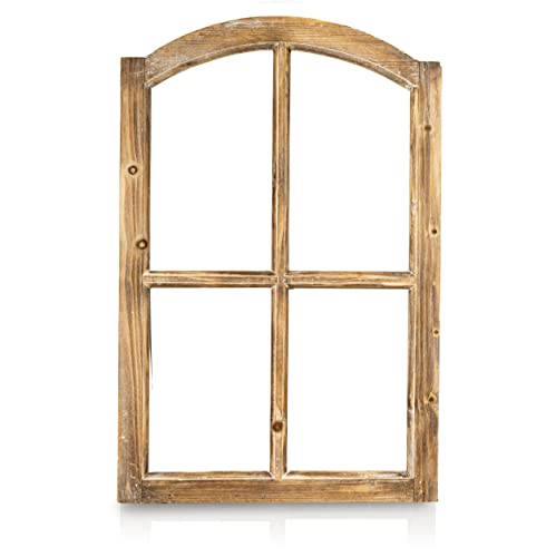 Blümelhuber Deko Vintage Stallfenster Landhausstil Deko - Vintage Deko Fenster mit Halbbogen aus Holz ohne Scheiben - Wand Deko Holz - Holzfenster Deko von Blümelhuber