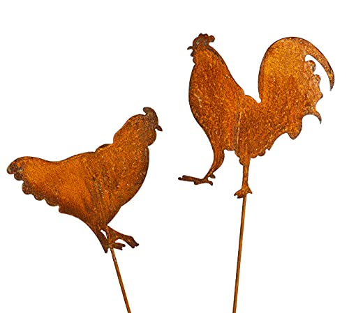 Blümelhuber - Edelrost Gartendeko Huhn und Hahn im 2er Set - Hühner Deko Figuren für den Garten - Vogel Tiere aus Rost als Blumenstecker und Garten Deko Blümelhuber - Edelrost Gartendeko Huhn und Hahn im 2er Set - Hühner Deko Figuren für den Garten - Vogel Tiere aus Rost als Blumenstecker und Garten Deko von Blümelhuber