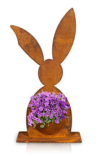 Blümelhuber Edelrost Hase Deko Frühling - tolle Osterdeko für Draußen zum Bepflanzen - geeignet für Garten Terrasse Hochbeet Balkon und Haustür Deko von Blümelhuber