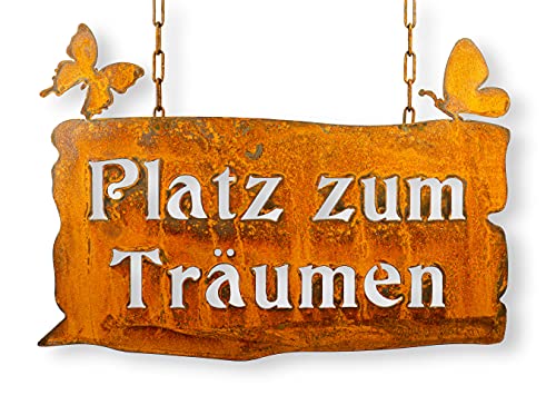 Blümelhuber Edelrost Schild Platz zum Träumen zum Aufhängen - wetterfeste Gartendeko - Edelrost Deko für Garten, Terrasse und Balkon von Blümelhuber