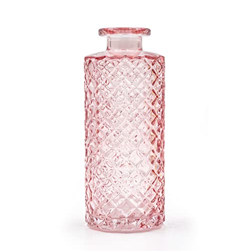 Blümelhuber Kleine Vase Glas Deko Hochzeit - Vase Klein - Vase Modern - Deko Frühling - Pflanzen Deko Trockenblumen Set (Rosa) von Blümelhuber