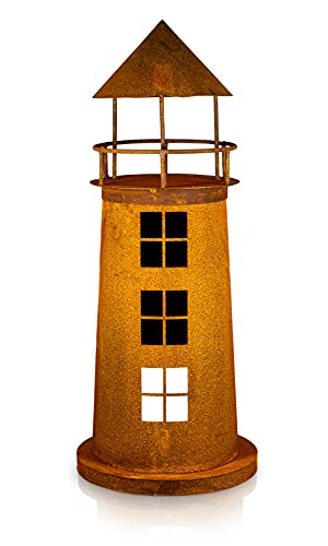 Blümelhuber Leuchtturm Deko Skulptur für Garten, Terrasse oder Balkon - Metall Edelrost Teich Deko Maritim von Blümelhuber