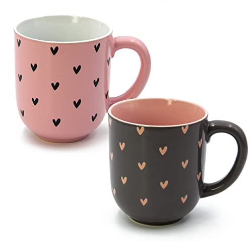 Blümelhuber Tassen Set aus Porzellan mit Herzdekor - 2er Set bunte Tasse mit Herzen - 300ml Fassungsvermögen - Kaffeetasse - Teetasse von Blümelhuber