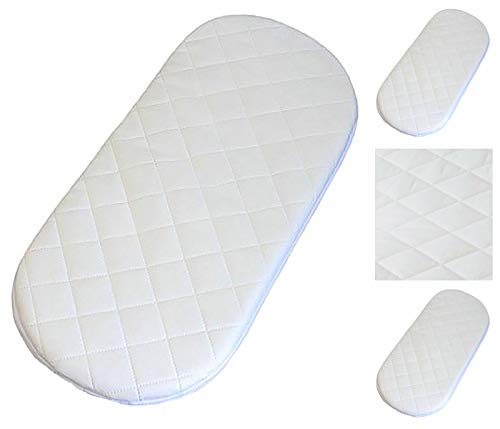 Baby-Matratze, runde Ecken, gesteppt, für Kinderwagen, passend für Venicci-Babybett, 75 x 32 cm von Bluemoon Bedding