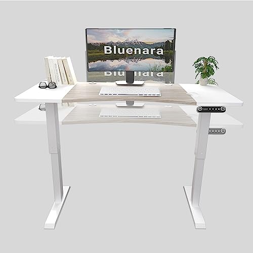 Bluenara Dual Motor Höhenverstellbar Elektrisch Schreibtisch, 160x76CM, mit Braune Tischplatte mit 2 starken Motoren,Stehschreibtisch mit Memory-Steuerung und Anti-Kollisions Technologie von Bluenara