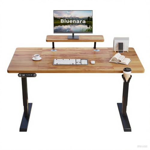 Bluenara – Höhenverstellbarer Schreibtisch Elektrisch mit LED-Anzeige & Monitorständer, 140x76 cm Stehpult – Höhenverstellbarer Tisch fürs Homeoffice, Antik Holzoptik Bluenara – Höhenverstellbarer Schreibtisch Elektrisch mit LED-Anzeige & Monitorständer, 140x76 cm Stehpult – Höhenverstellbarer Tisch fürs Homeoffice, Antik Holzoptik von Bluenara