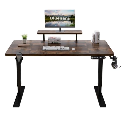 Bluenara – Höhenverstellbarer Schreibtisch Elektrisch mit LED-Anzeige & Monitorständer, 140x76 cm Stehpult – Höhenverstellbarer Tisch fürs Homeoffice, Braun Bluenara – Höhenverstellbarer Schreibtisch Elektrisch mit LED-Anzeige & Monitorständer, 140x76 cm Stehpult – Höhenverstellbarer Tisch fürs Homeoffice, Braun von Bluenara