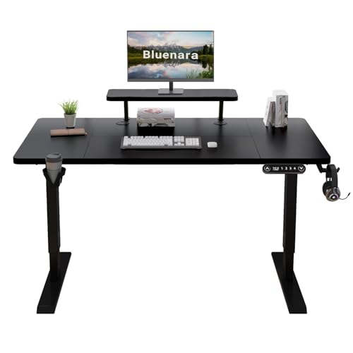 Bluenara – Höhenverstellbarer Schreibtisch Elektrisch mit LED-Anzeige & Monitorständer, 140x76 cm Stehpult – Höhenverstellbarer Tisch fürs Homeoffice, Schwarz Bluenara – Höhenverstellbarer Schreibtisch Elektrisch mit LED-Anzeige & Monitorständer, 140x76 cm Stehpult – Höhenverstellbarer Tisch fürs Homeoffice, Schwarz von Bluenara