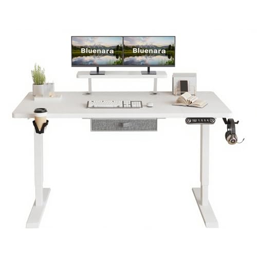 Bluenara – Höhenverstellbarer Schreibtisch Elektrisch mit LED-Anzeige & Monitorständer, 160x76 cm Stehpult – Höhenverstellbarer Tisch fürs Homeoffice, Weiß Bluenara – Höhenverstellbarer Schreibtisch Elektrisch mit LED-Anzeige & Monitorständer, 160x76 cm Stehpult – Höhenverstellbarer Tisch fürs Homeoffice, Weiß von Bluenara