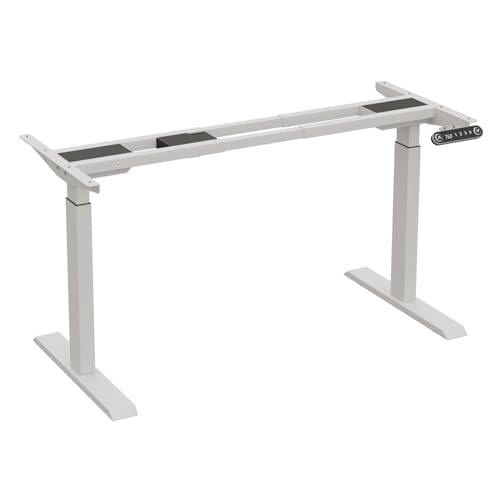 Bluenara Höhenverstellbarer Schreibtisch Gestell Elektrisch mit 2 Motoren & 4 Memory-Steuerung – Leises Tischgestell Höhenverstellbar, Belastbar bis 120 kg, Weiß von Bluenara