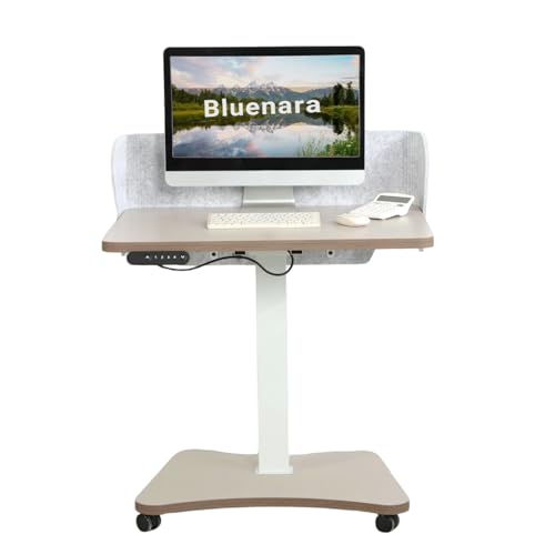 Bluenara – Höhenverstellbarer Schreibtisch elektrisch mit Rollen, 80x60 cm Stehpult mit USB-C – Höhenverstellbarer Computertisch fürs Homeoffice, Dunkelbraun Bluenara – Höhenverstellbarer Schreibtisch elektrisch mit Rollen, 80x60 cm Stehpult mit USB-C – Höhenverstellbarer Computertisch fürs Homeoffice, Dunkelbraun von Bluenara