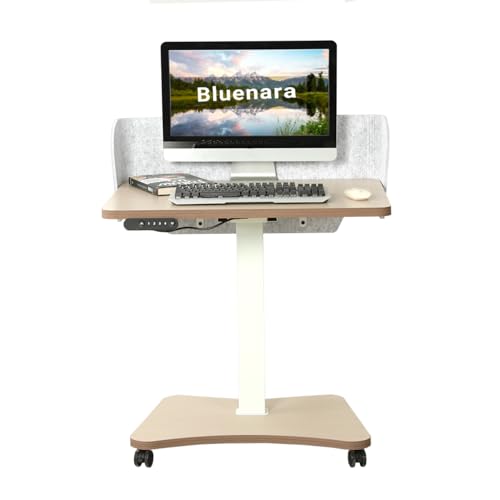 Bluenara – Höhenverstellbarer Schreibtisch elektrisch mit Rollen, 80x60 cm Stehpult mit USB-C – Höhenverstellbarer Computertisch fürs Homeoffice, Hellbraun Bluenara – Höhenverstellbarer Schreibtisch elektrisch mit Rollen, 80x60 cm Stehpult mit USB-C – Höhenverstellbarer Computertisch fürs Homeoffice, Hellbraun von Bluenara