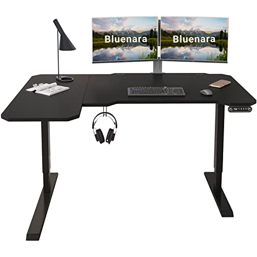 Bluenara Schreibtisch Höhenverstellbar Elektrisch, 150CM L Form Sitz- & Stehpult Schreibtisch mit 4 Memory-Steuerung Schwarzes Spleißbrett von Bluenara