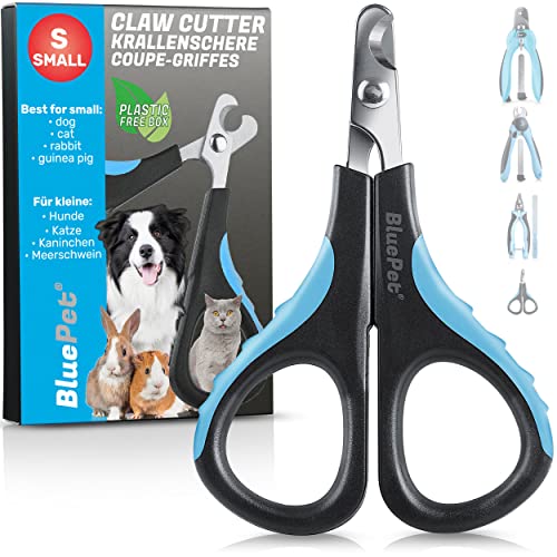 BluePet Mini Krallenschere für Katzen, Hunde, Kanninchen & Welpen I Einfach & Sicher bei eng sitzende Katzenkrallen I Kleiner Krallenschneider & Nagelschere I Nagelschneider + Krallenpflege Tier von BluePet