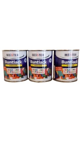 3 x 125 ml Meister Buntlack Deko- Und Bastellack Seidenmatt 375 ml Farbwahl, Farbe:aubergine von Blueshop