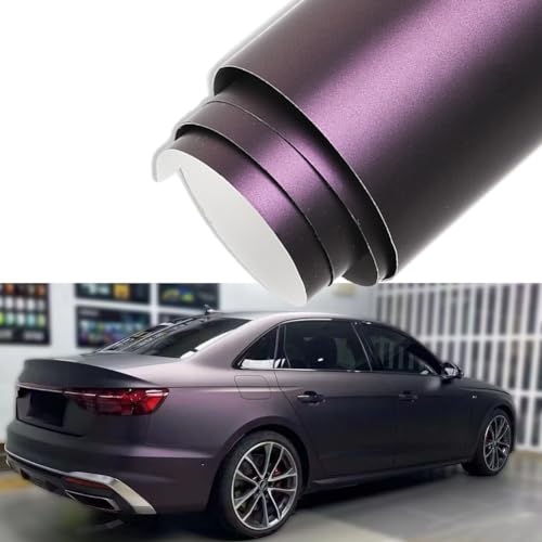 Blueshyhall Auto Folie Lila Schwarz Matt, Satin Matte Dunkellila Schwarz Wrapping Selbstklebend, Tuning Innen Außen für Motorrad Fahrräder (50 x 152 cm) von Blueshyhall