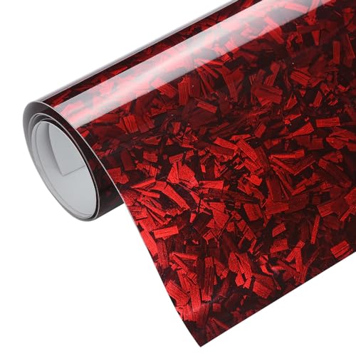 Blueshyhall Autofolie, Autofolie Muster mit Kristall Muster, Car Wrapping Folie Rot Glänzend Auto Folierung Selbstklebend Tuning Wrapping Folie Innen Außen für Auto Motorrad Fahrräd (50 x 152 cm) von Blueshyhall