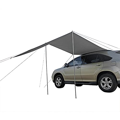 Blueshyhall Auto Markise, 440x200cm Wasserdicht Sonnensegel Auto Camping, Auto Dachzelt Auto Dachträger Sonnenschutzdach Heckklappe für Auto SUV Wohnwagen Camping Outdoor,Grau von Blueshyhall