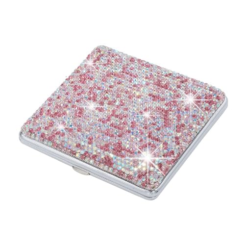 Blueshyhall Zigarettenetui Glitzer, Bling Zigarettenetui mit Diamant Strass für 20 Zigaretten, Zigarettenbox Metall Klein Elegant, Zigarettenschachtel Hülle Niedliche für Damen Frauen (Rosa) von Blueshyhall