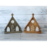 Rustikale Kirche Bauernhaus Tiered Tablett Dekor Holz Osterdekor Jesus Religiöse Frühling Mantel Regal Muttertagsgeschenk Verwittertes von BluestemMarket