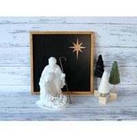 Weihnachtskrippe Backdrop 14x14 Gold Star Of Bethlehem Modern Religiöses Bauernhaus Dekor Stack Mantel Wand Kunst Regal von BluestemMarket