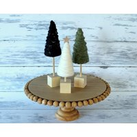 Winter Garn Bäume Bauernhaus Tiered Tablett 3Er Set Moderne Rustikale Weihnachten Urlaub Krippe Go Sagen Es Auf Dem Berg Grün Schwarz Weiß Gold von BluestemMarket