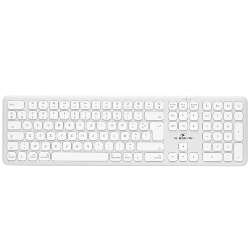 Bluestork - KB Mac Wireless – Kabellose Tastatur AZERTY für Mac – Bluetooth-Tastatur für Mac, wiederaufladbar, USB-C, ultradünnes ergonomisches Design, leise, 90 Stunden Laufzeit – Mac & iPad Bluestork - KB Mac Wireless – Kabellose Tastatur AZERTY für Mac – Bluetooth-Tastatur für Mac, wiederaufladbar, USB-C, ultradünnes ergonomisches Design, leise, 90 Stunden Laufzeit – Mac & iPad von Bluestork