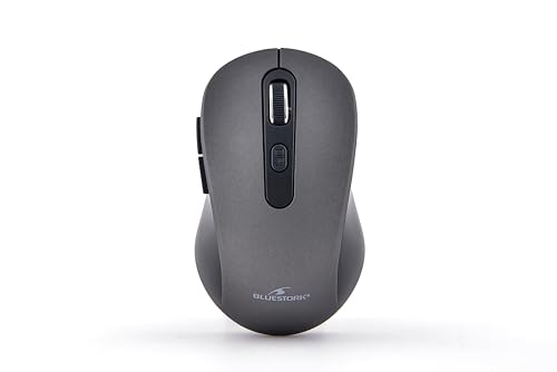 Bluestork – Kabellose Maus Wiederaufladbar, Leise, USB-Empfänger, 2,4 GHz, Funkmaus mit 6 Tasten, Ergonomisches Design, 800–1600 DPI, Kompatibel mit PC, Mac, Laptop – 2023 (Grau) von Bluestork