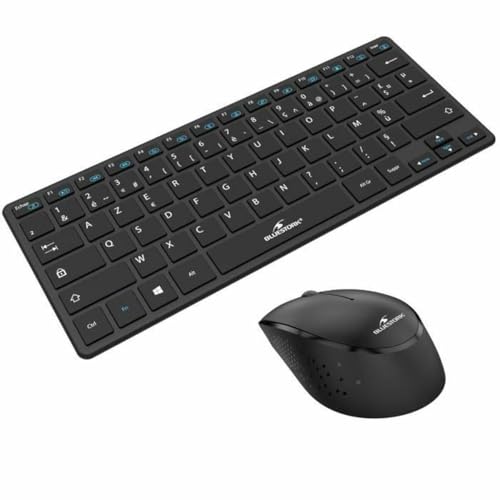 Bluestork - Mini-Paket, kabellose Tastatur und Maus, kompakt, kabellos, mit Smart Dongle 2,4 GHz, ultradünnes Design, ergonomisch, kompatibel mit Windows, AZERTY, Schwarz Bluestork - Mini-Paket, kabellose Tastatur und Maus, kompakt, kabellos, mit Smart Dongle 2,4 GHz, ultradünnes Design, ergonomisch, kompatibel mit Windows, AZERTY, Schwarz von Bluestork