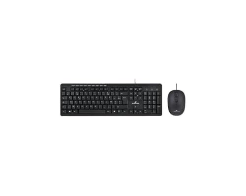 Bluestork – kabelgebundene Tastatur und Maus – ergonomisches Design – 9 Multimedia-Kurzkürzel – Schwarz AZERTY Französisch von Bluestork