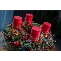 Adventskranz Rot Adventkranz Advent Kranz Adventsgestecke Inkl. Kerzen Ca.45 cm Weihnachten von Bluetenzauberei